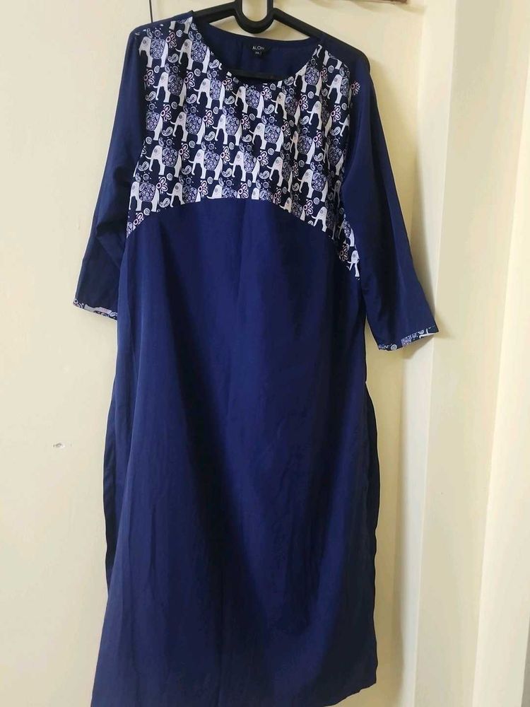 Stylish Blue Kurta with Unique Print