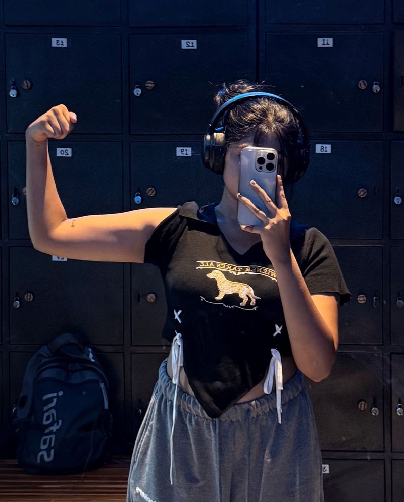 Cute Black Graphic Crop Top