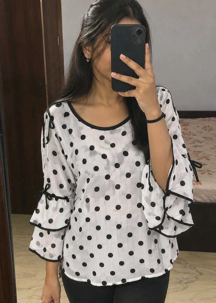 women's polka-dot print casual top