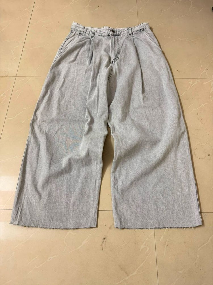 Wide Leg Light Wash Denim Pants