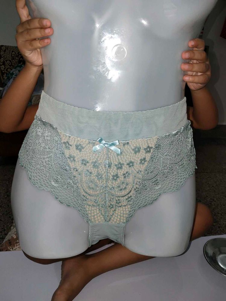 Premium Mint Green High-Waist Sheer Lace Panty (Si