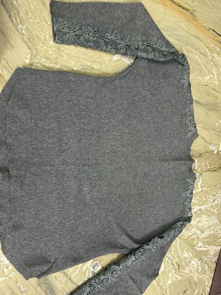 lace knit sweatshirt and sweater