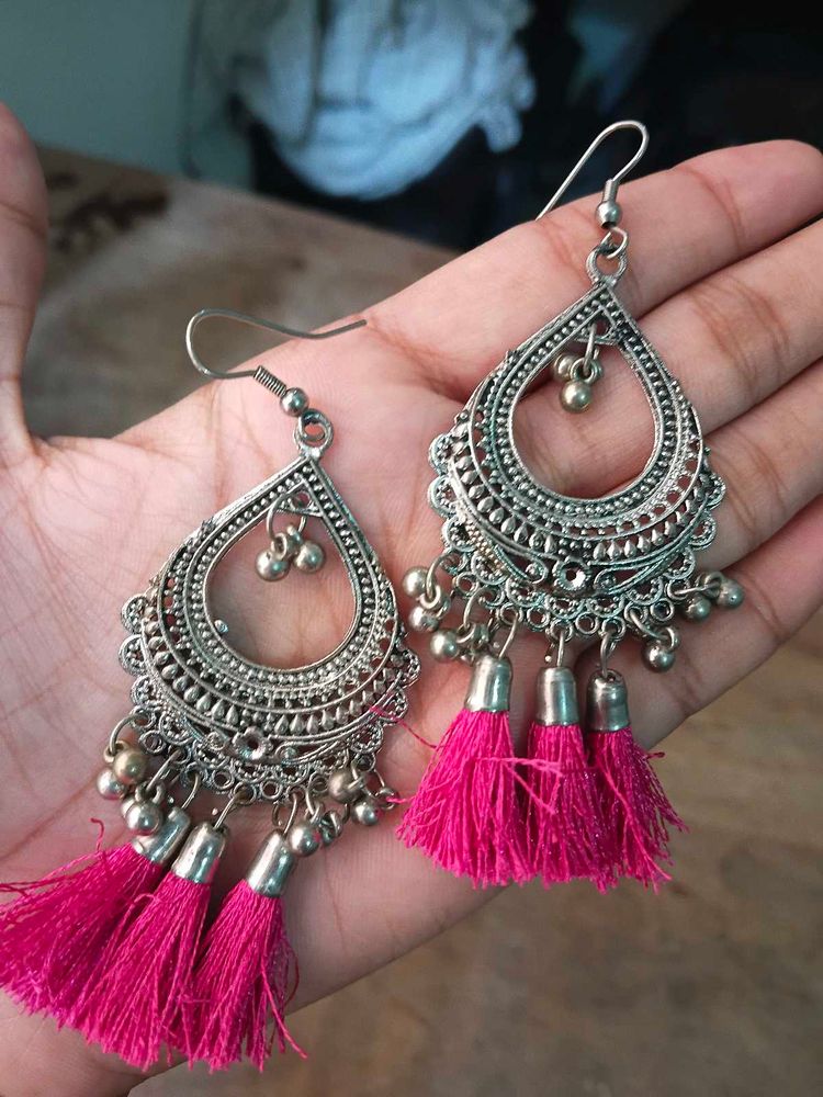 Boho Tassel Jhumka Earrings