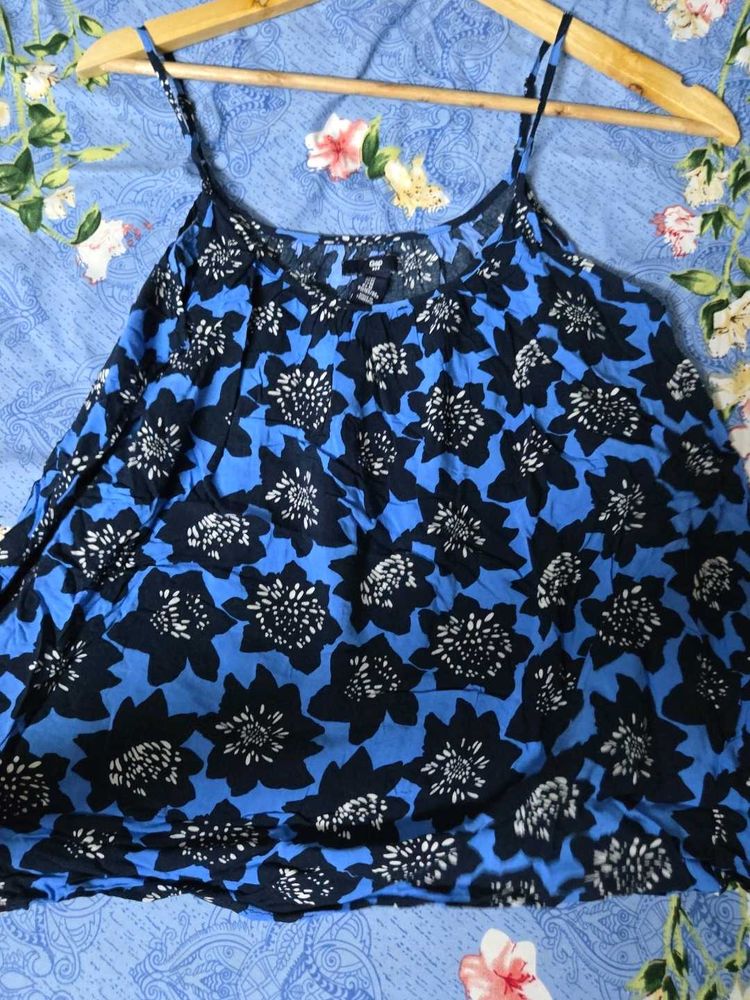 Blue Floral Spaghetti Strap Top
