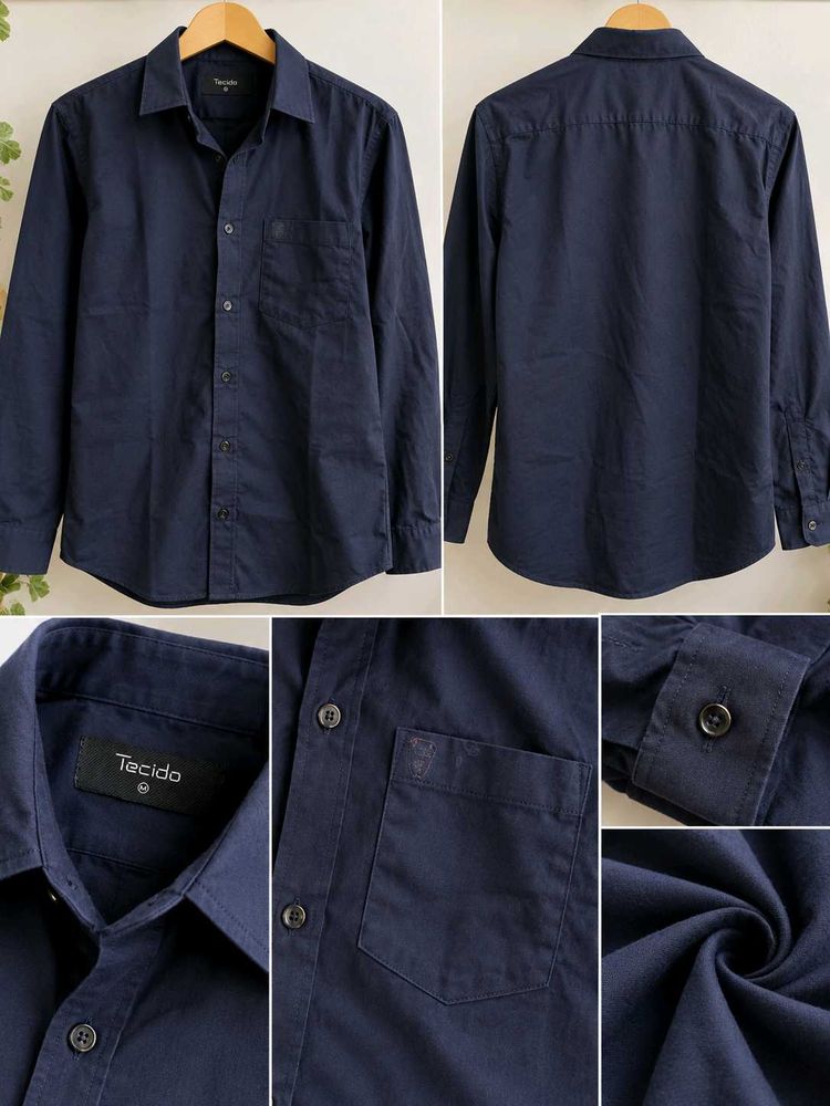 Men's Navy Blue Long Sleeve Shirt