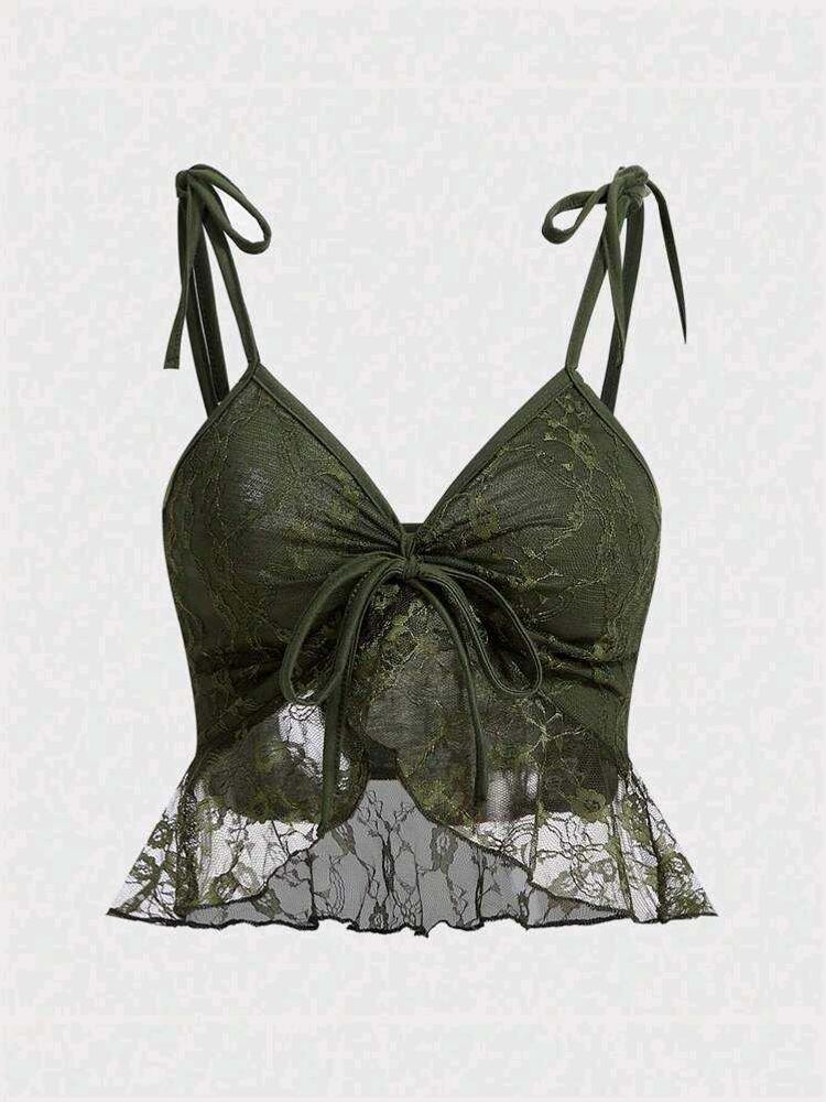 Lace Tie-Up Camisole Top