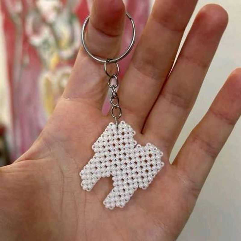Unique White Teeth Beaded Keychain
