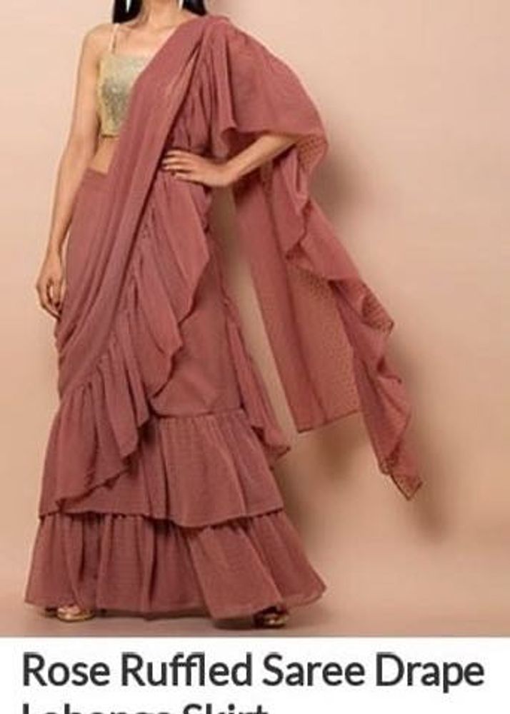 Rose Ruffled pre stitched saree