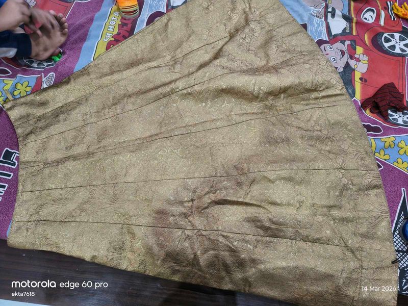 Elegant Gold Brocade Ethnic Skirt