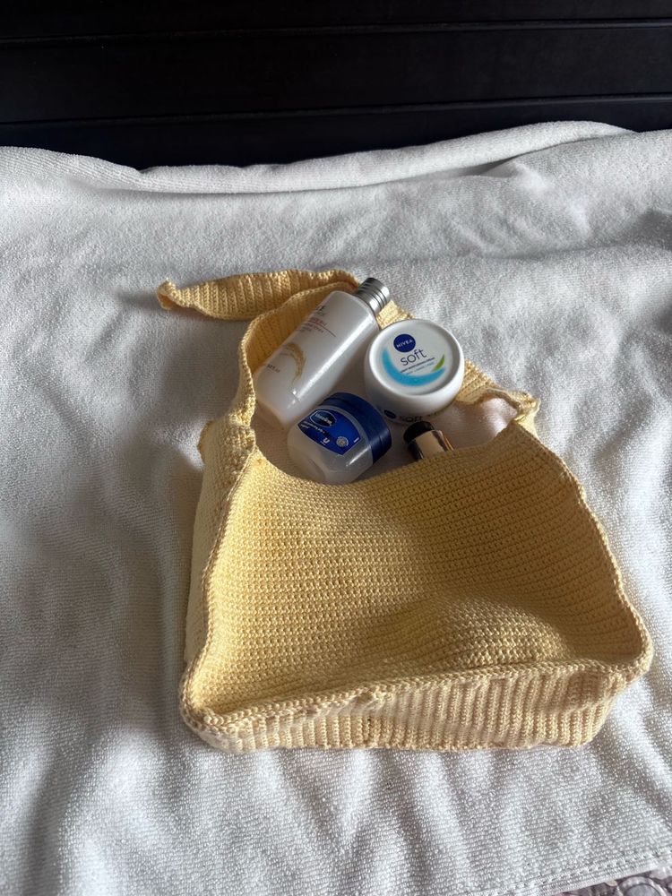 Handmade Yellow Crochet Shoulder Bag / Handbag