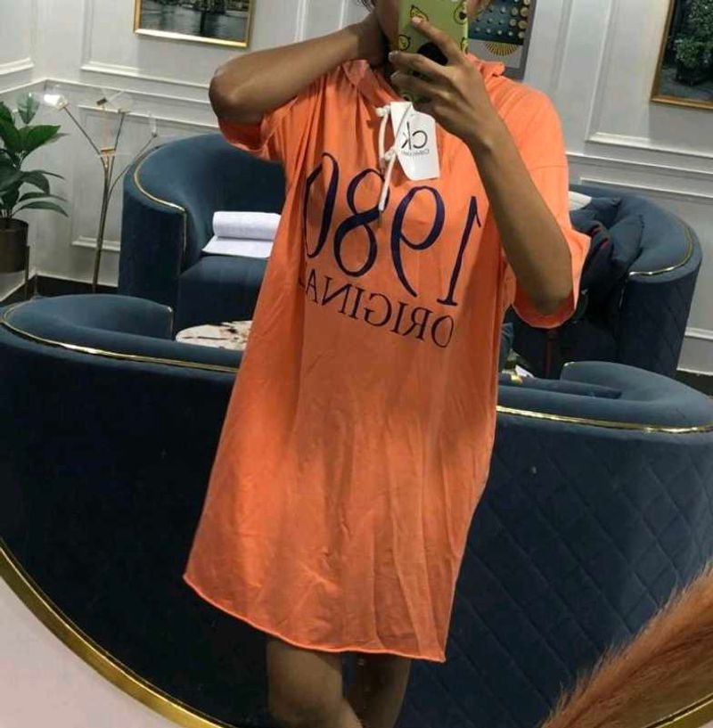 Orange Calvin Klein Oversized T-Shirt Dress