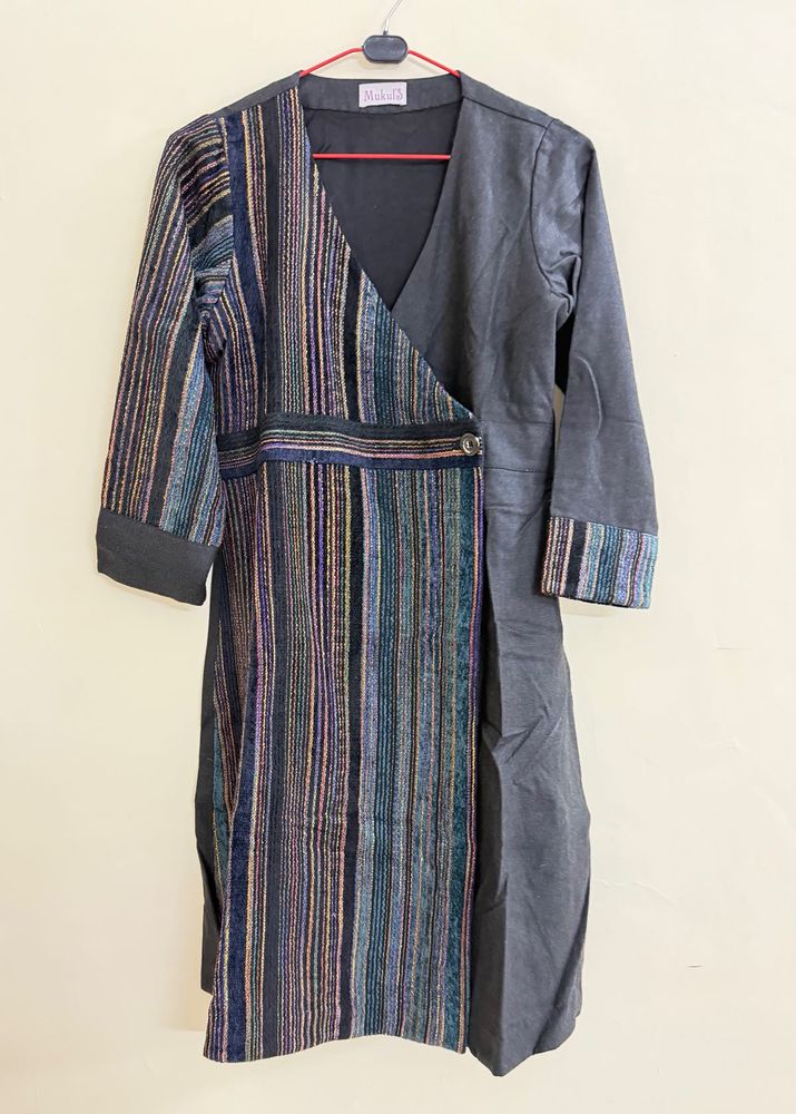Stylish Striped warm winter dress