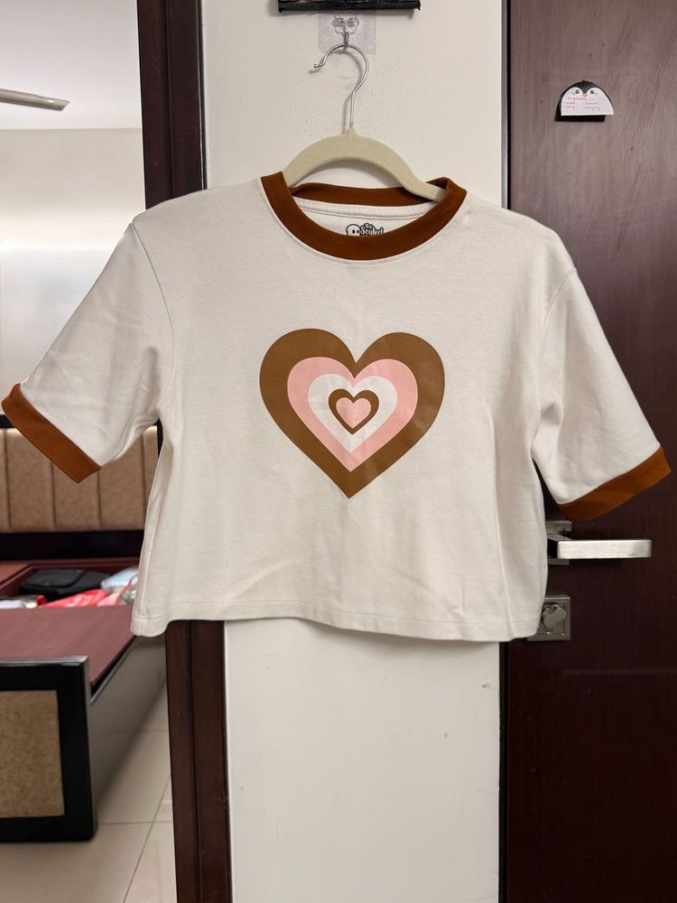 Cute Heart Graphic Crop Top by souled store👀✨
