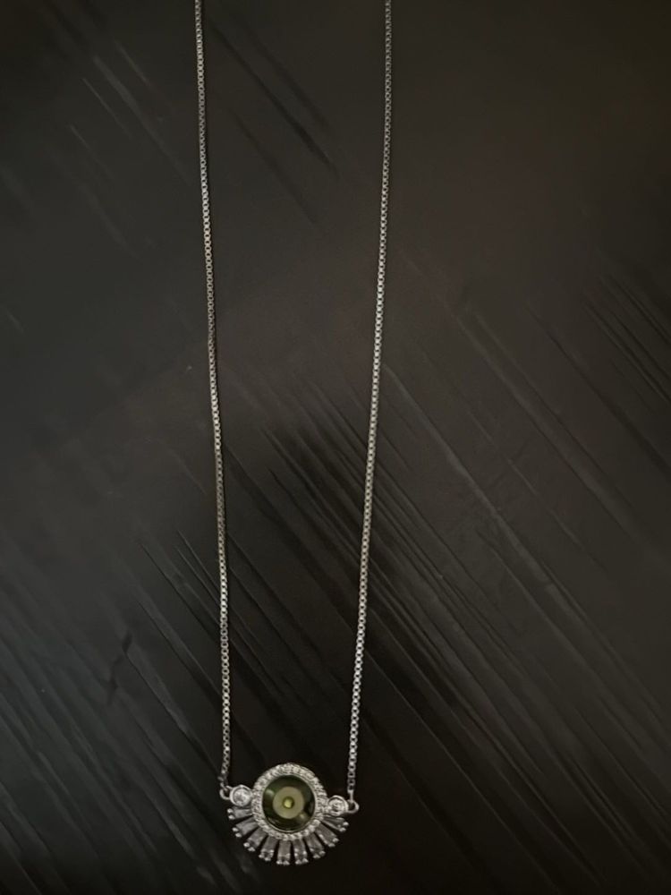 Evil Eye Necklace with Silver Chain