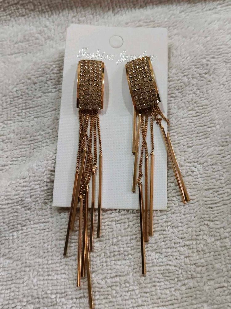 Elegant Gold Tassel Earrings