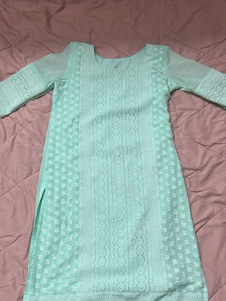Elegant Mint Green Chikankari Kurta