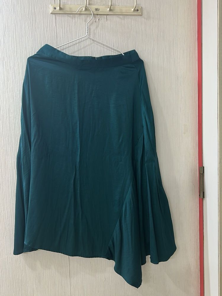 Elegant Teal Asymmetrical Skirt