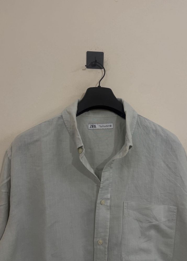 Men's Light Blue Linen Shirt