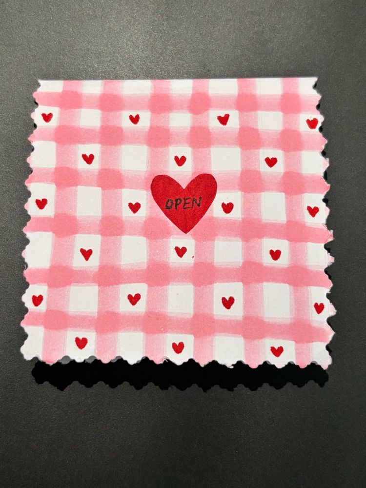 Pink Gingham Heart card