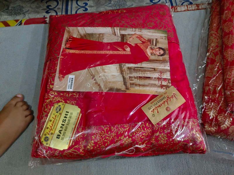 Vibrant Red Embroidered Saree