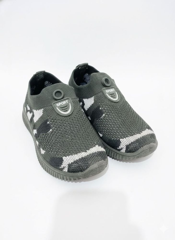 Kids Black Camo Slip-On Sneakers