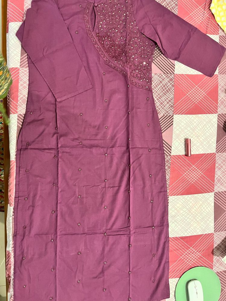 Embroidered Purple Kurta
