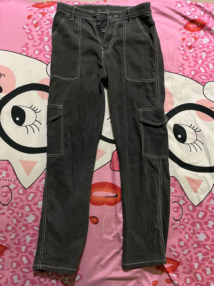 Stylish Grey Cargo Jeans