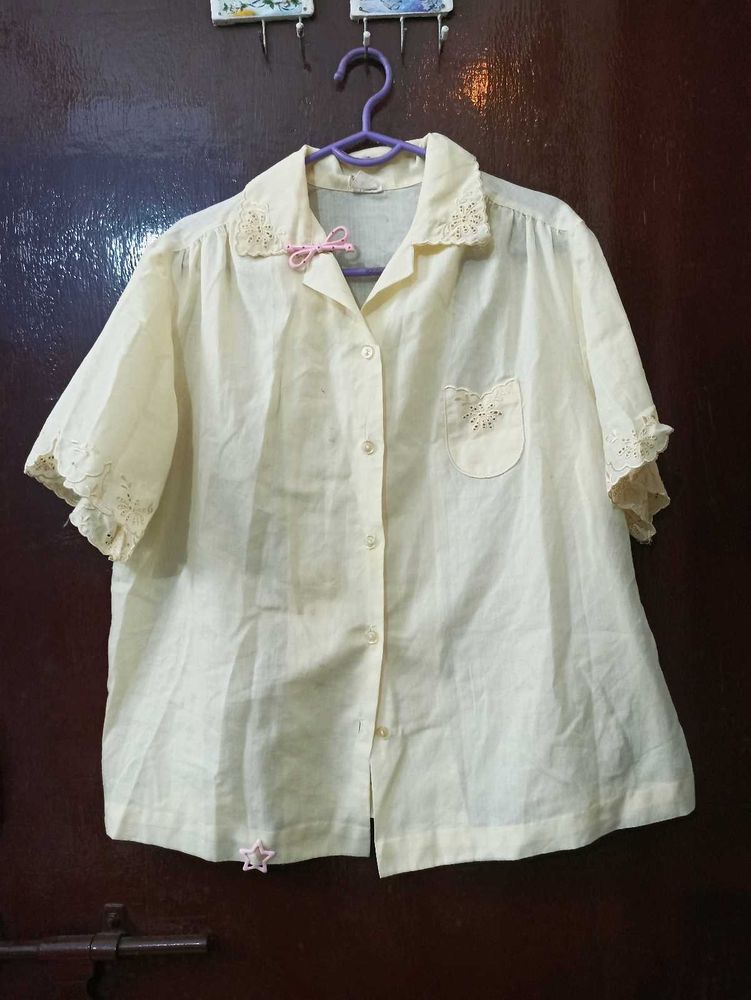 Vintage Style Lace Trimmed Blouse