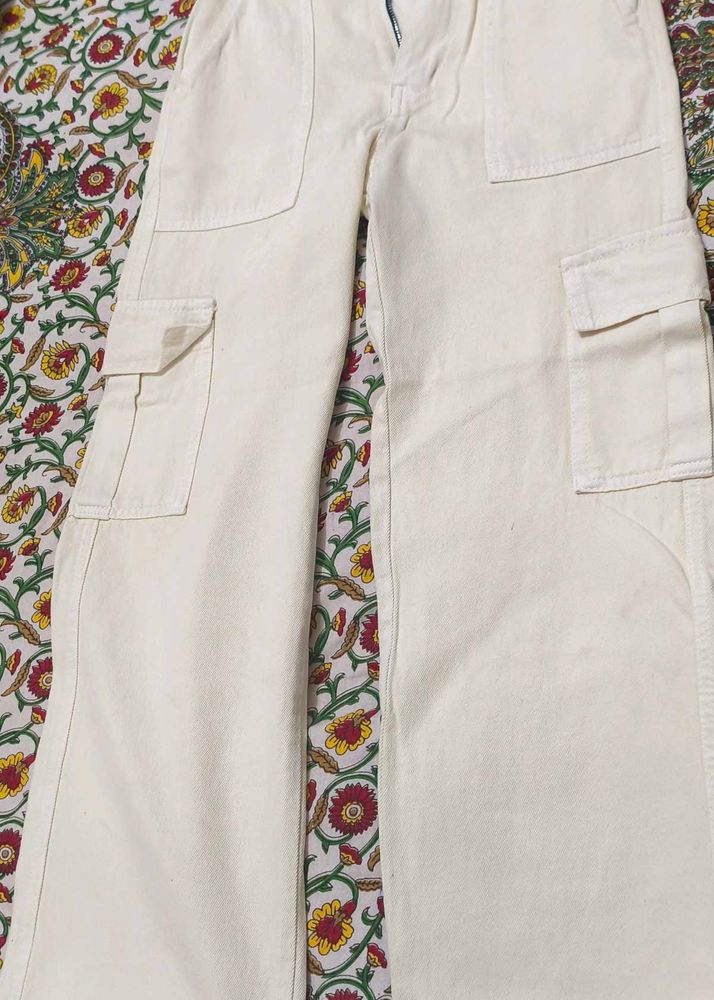 Cream Cargo Pants