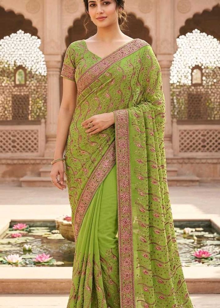 Embroidered Saree With Blouse