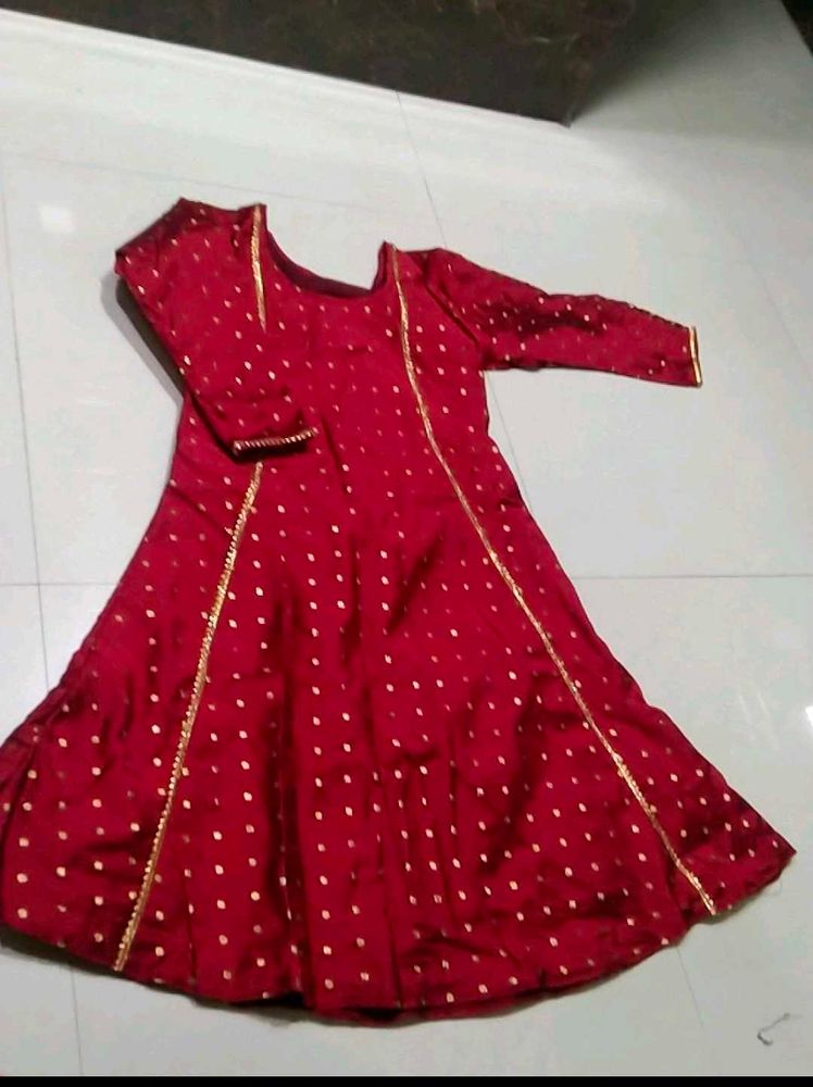 Beautiful Red Kurta with Gold Dots