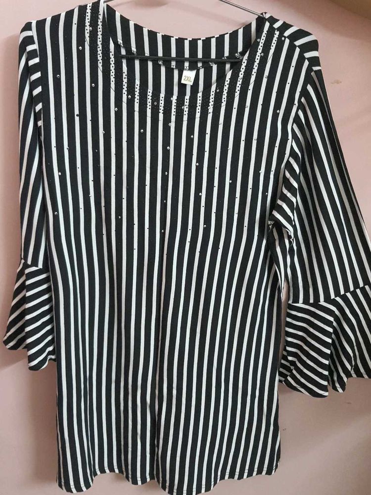 Chic Striped Bell Sleeve Top