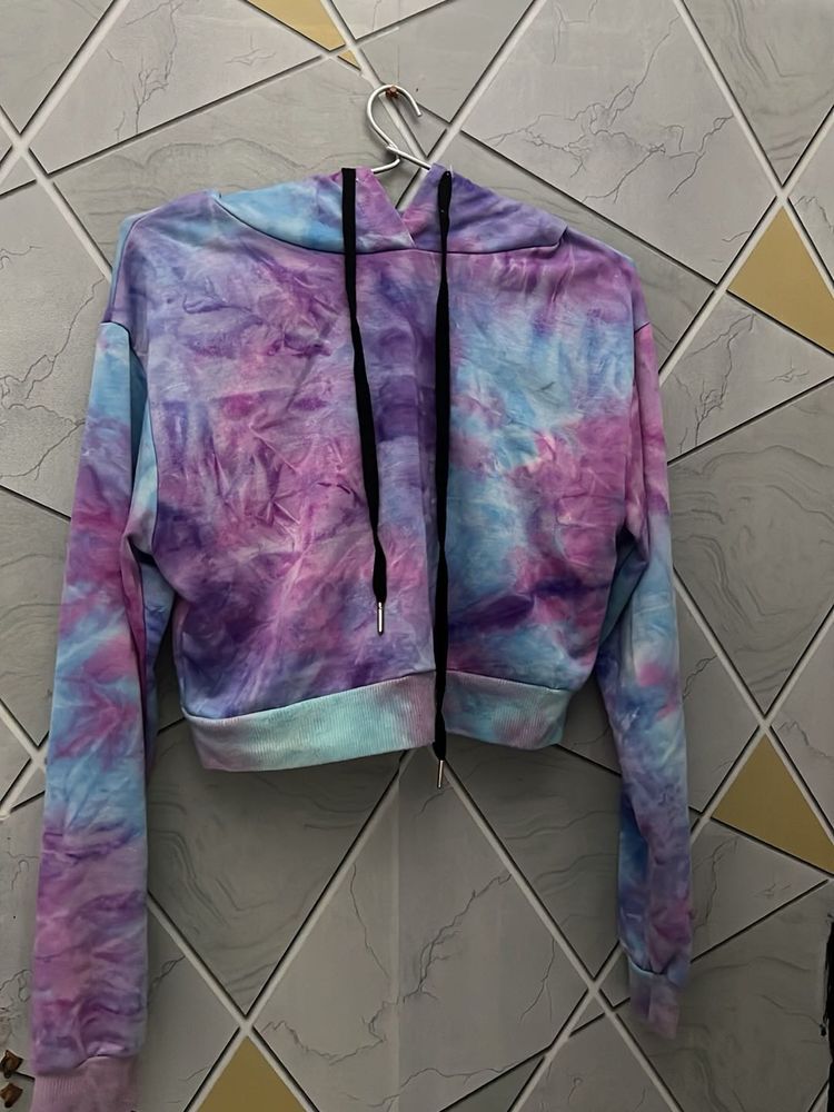 shein Tie-Dye Cropped Hoodie