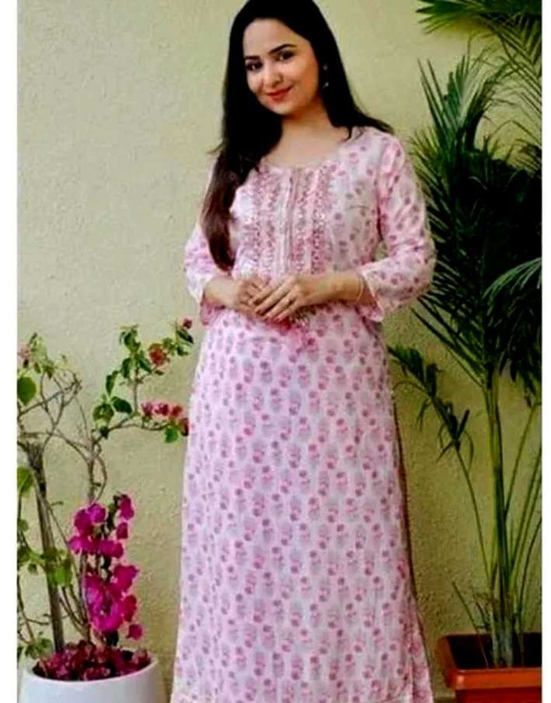Pink Block Print Kurti