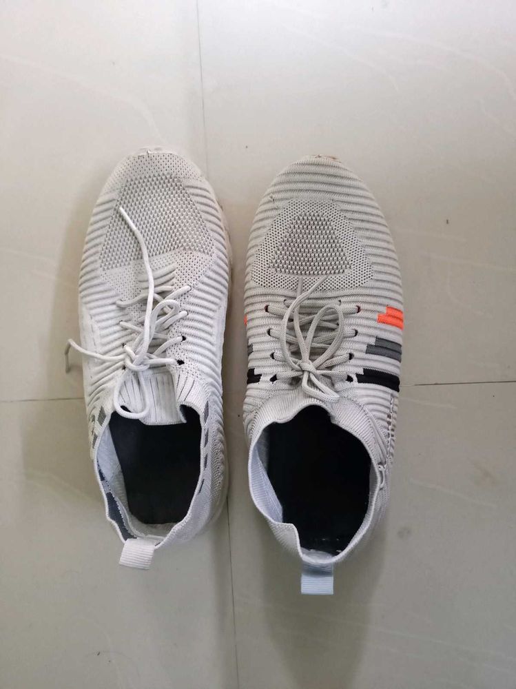 Stylish White Knit Sneakers
