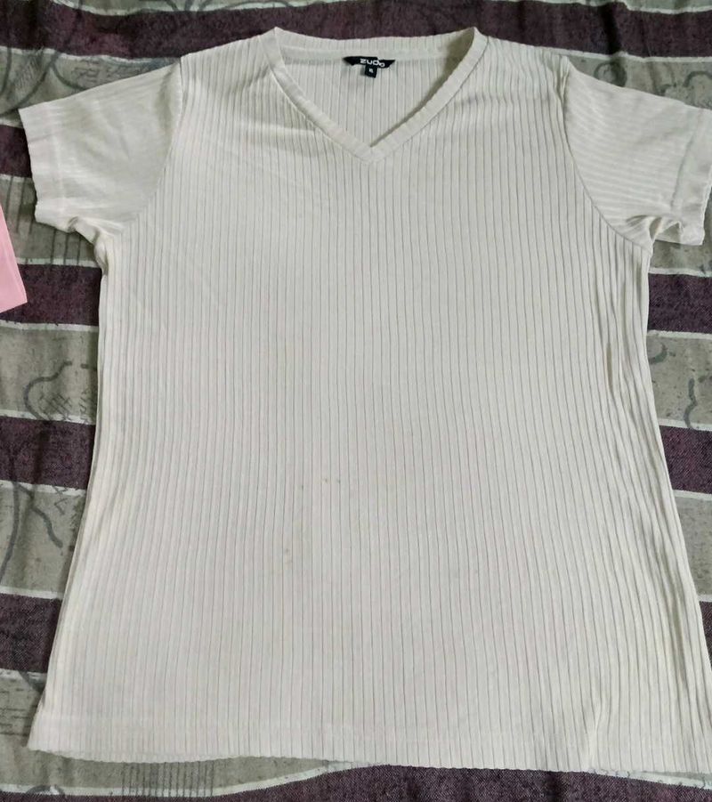 Ribbed V-Neck T-Shirt