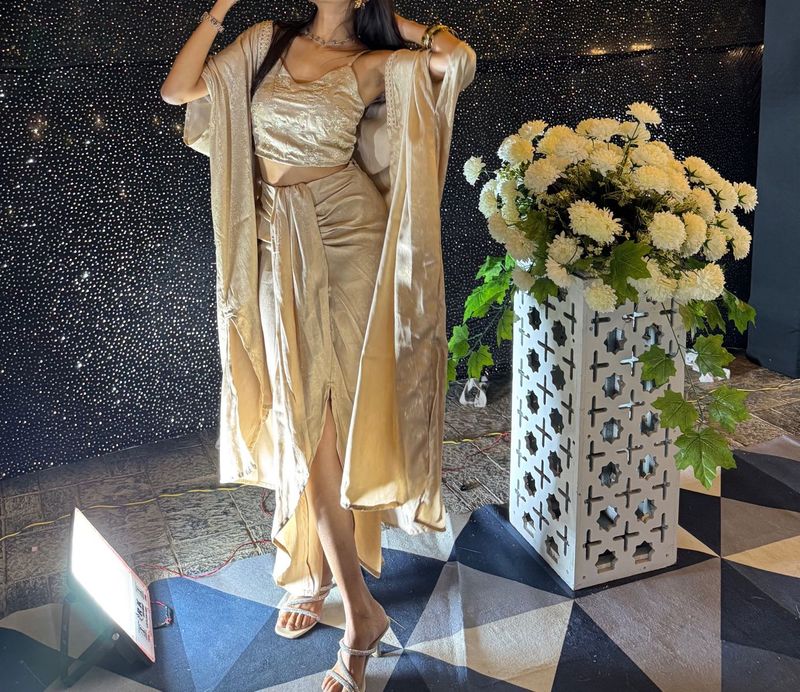 Shimmering Gold Ethnic Co-ord Set
