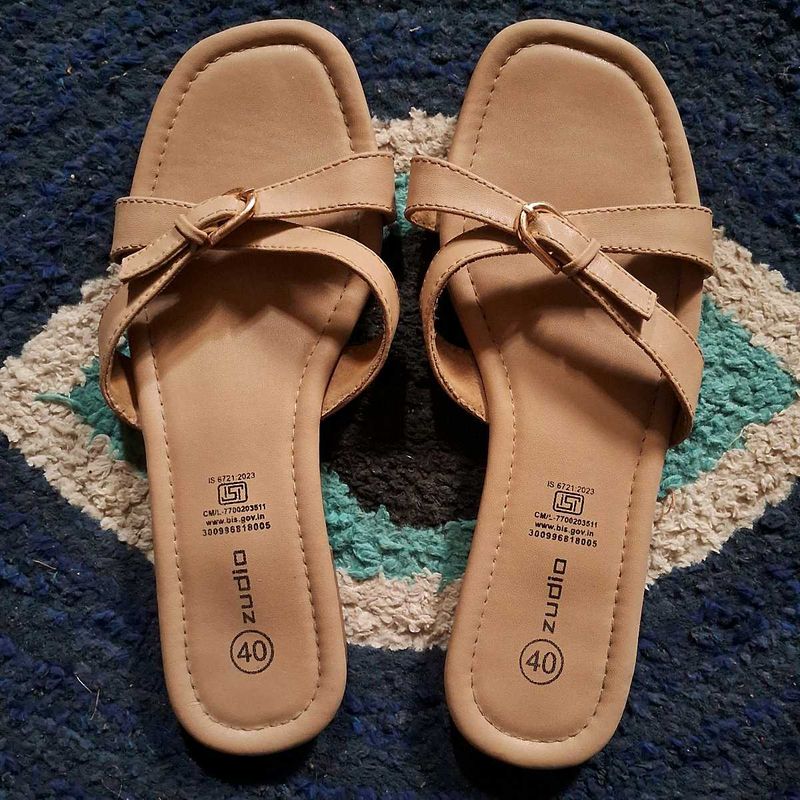 Stylish Beige Flat Sandals