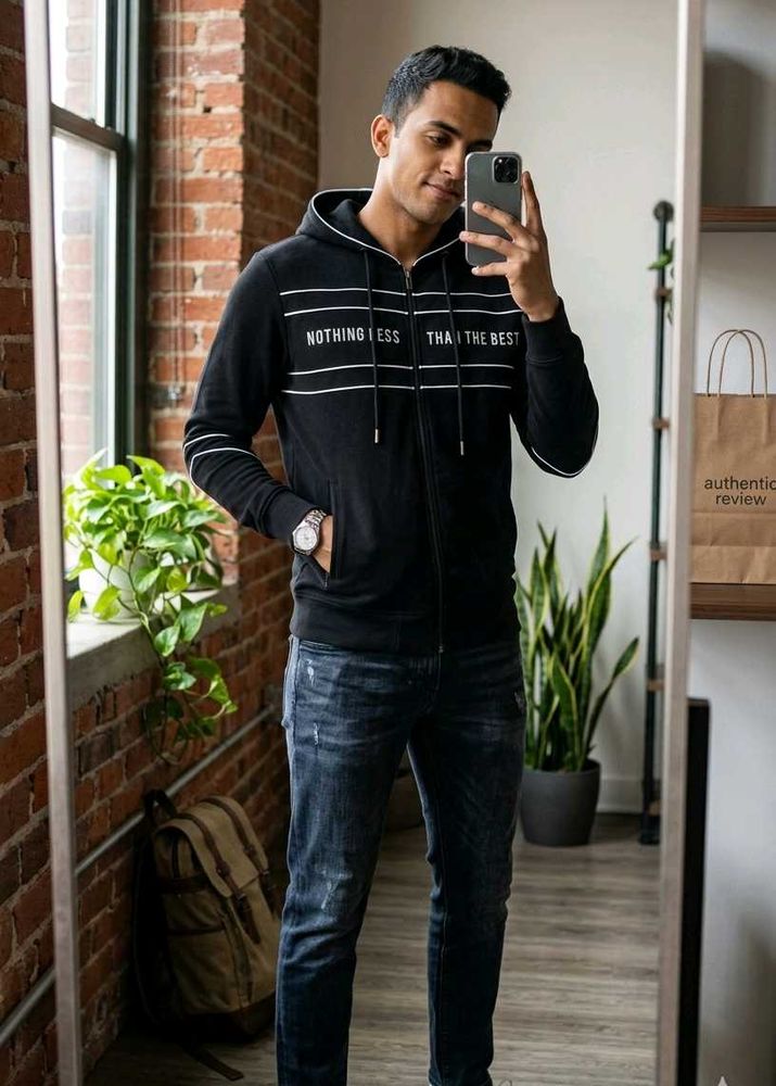 Lee Cooper Men's Black Zip-Up Hoodie