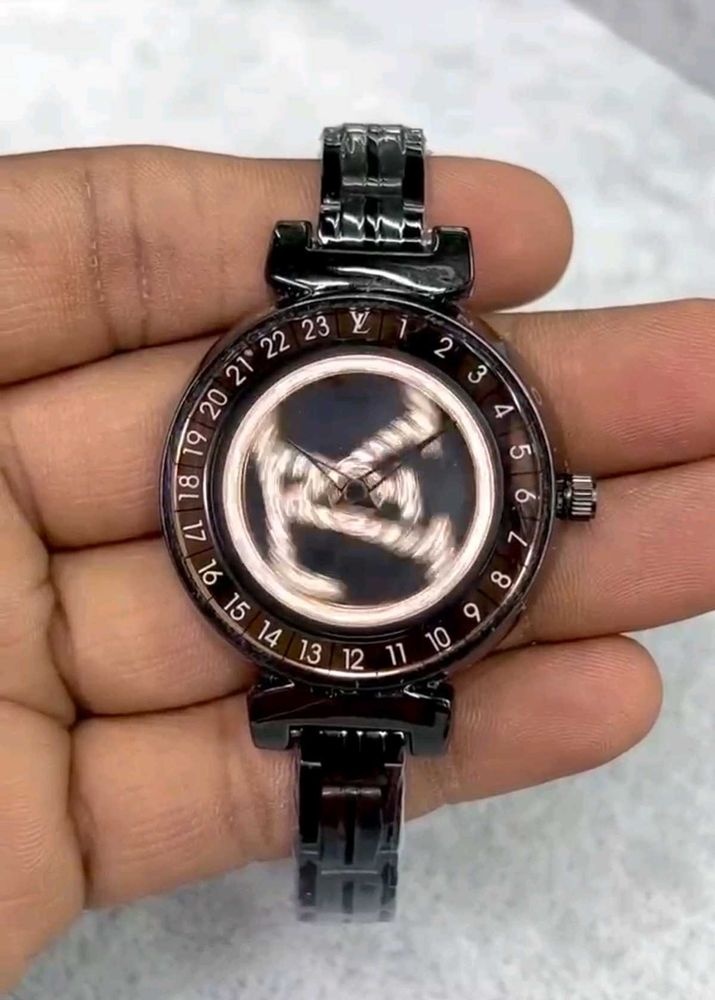 Louis Vuitton Stylish Black Metal Watch