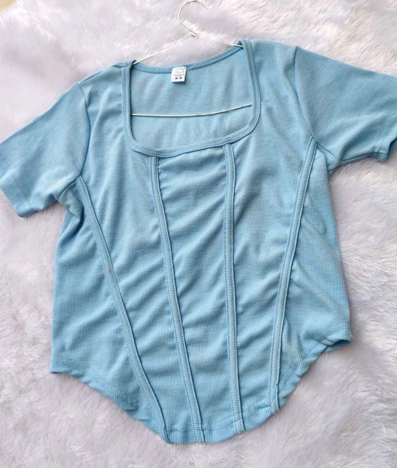 Light Blue Corset Style Top