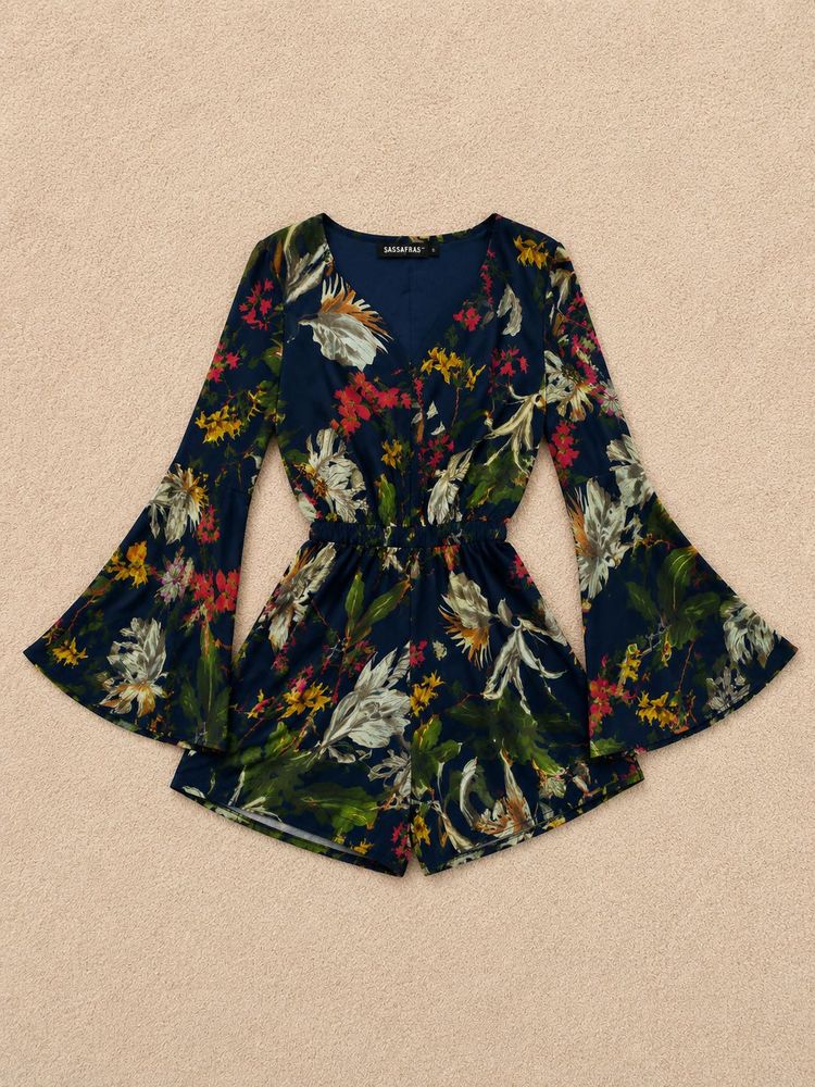 💙 Sassafras Floral Bell Sleeve Romper