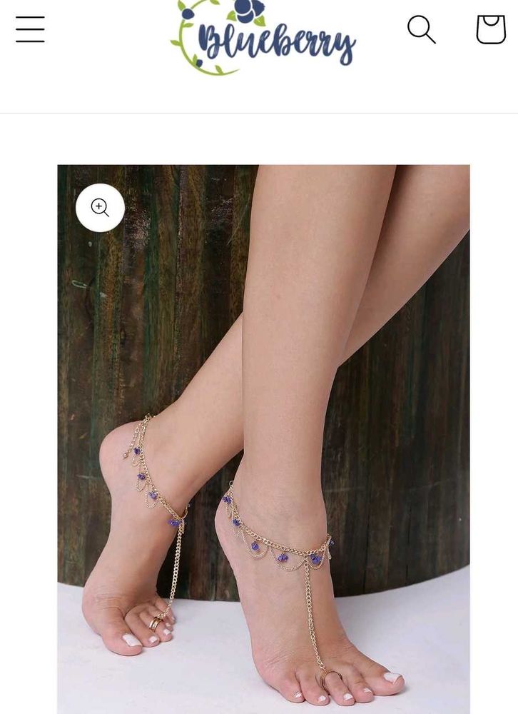 Boho Blue Beaded Toe Ring Anklet