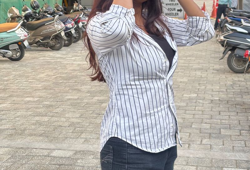 Chic Striped Button-Down Shirt