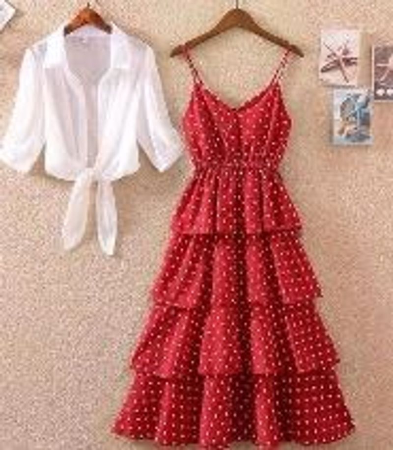 Red Polka Dot Tiered Mini Dress