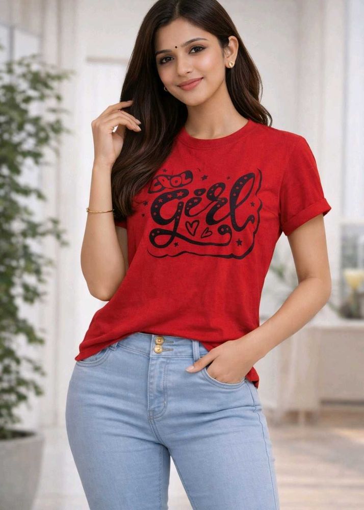 Red 'Girl' Graphic Tee
