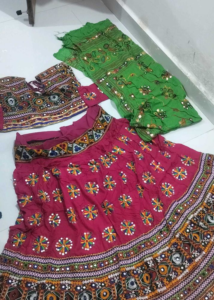 pink female garba dress Lehenga Choli Set