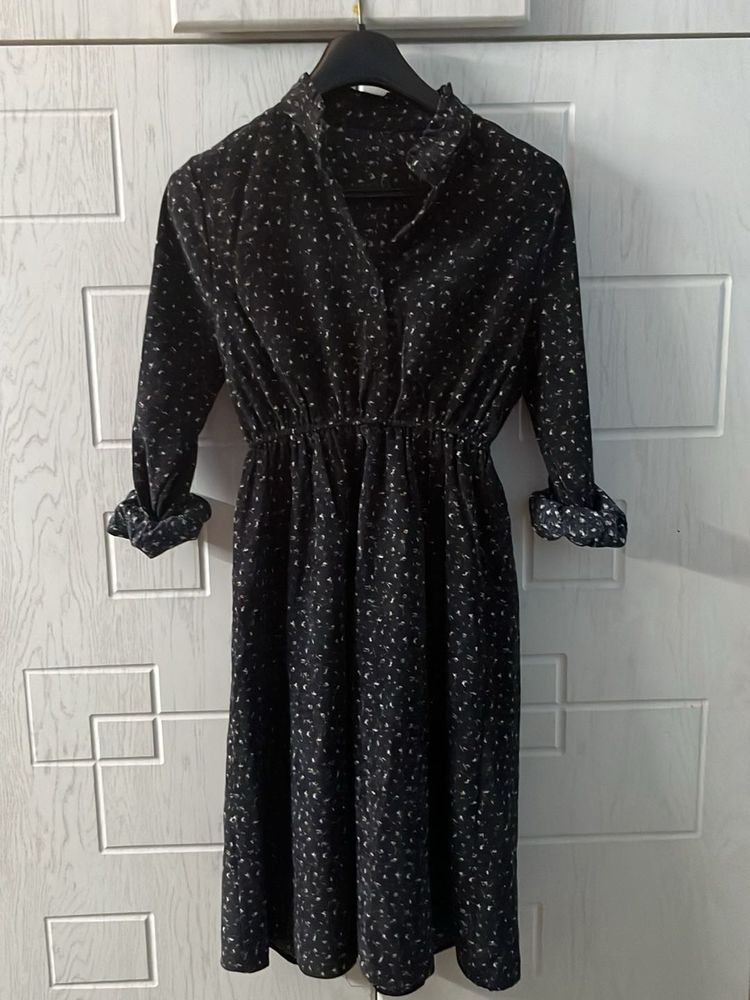 Black Printed Midi Dress