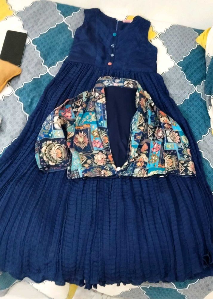 Girls Navy Blue Dress with Jacket