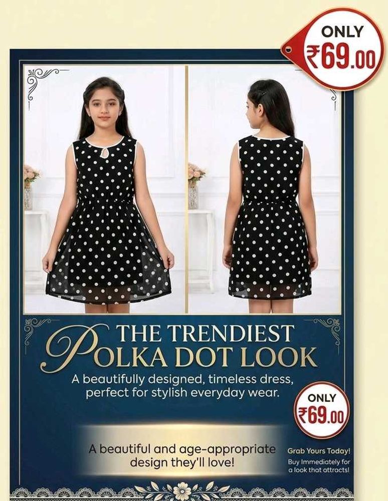 Girls Black Polka Dot Dress